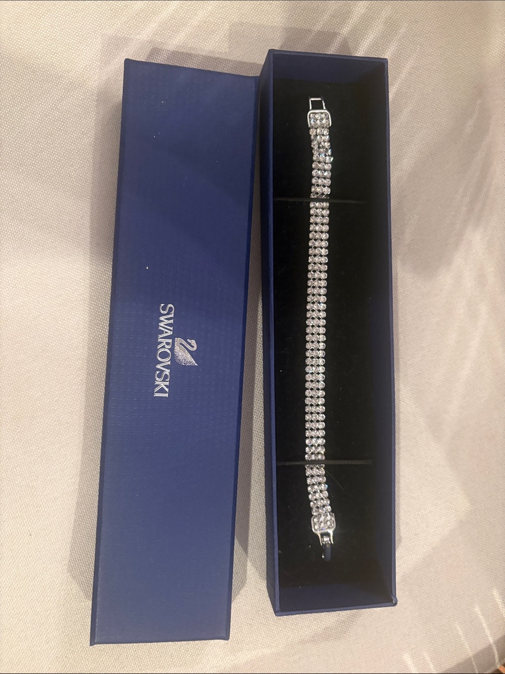Swarovski Silver Clear Crystal Multi-Row Tennis Bracelet